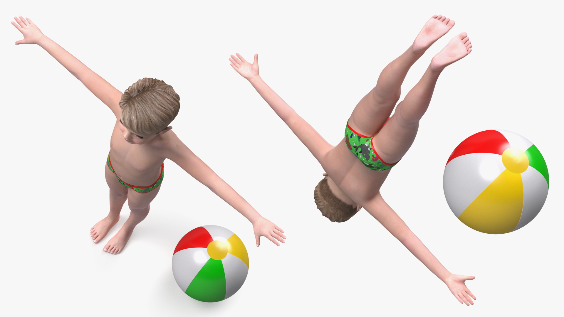 Child Boy Beach Style Rigged for Cinema 4D 3D