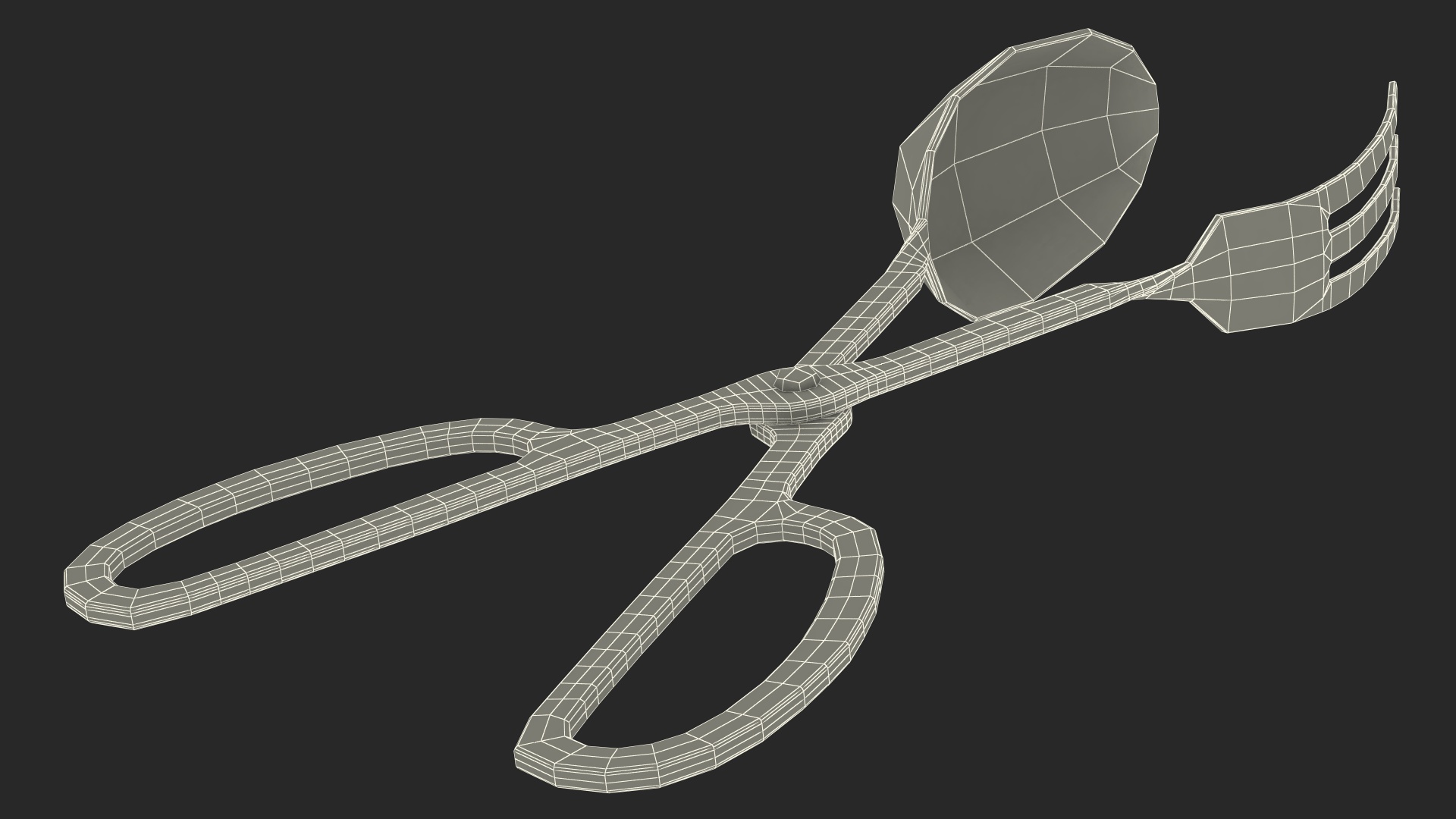 3D model Salad Serving Fork and Spoon Silver
