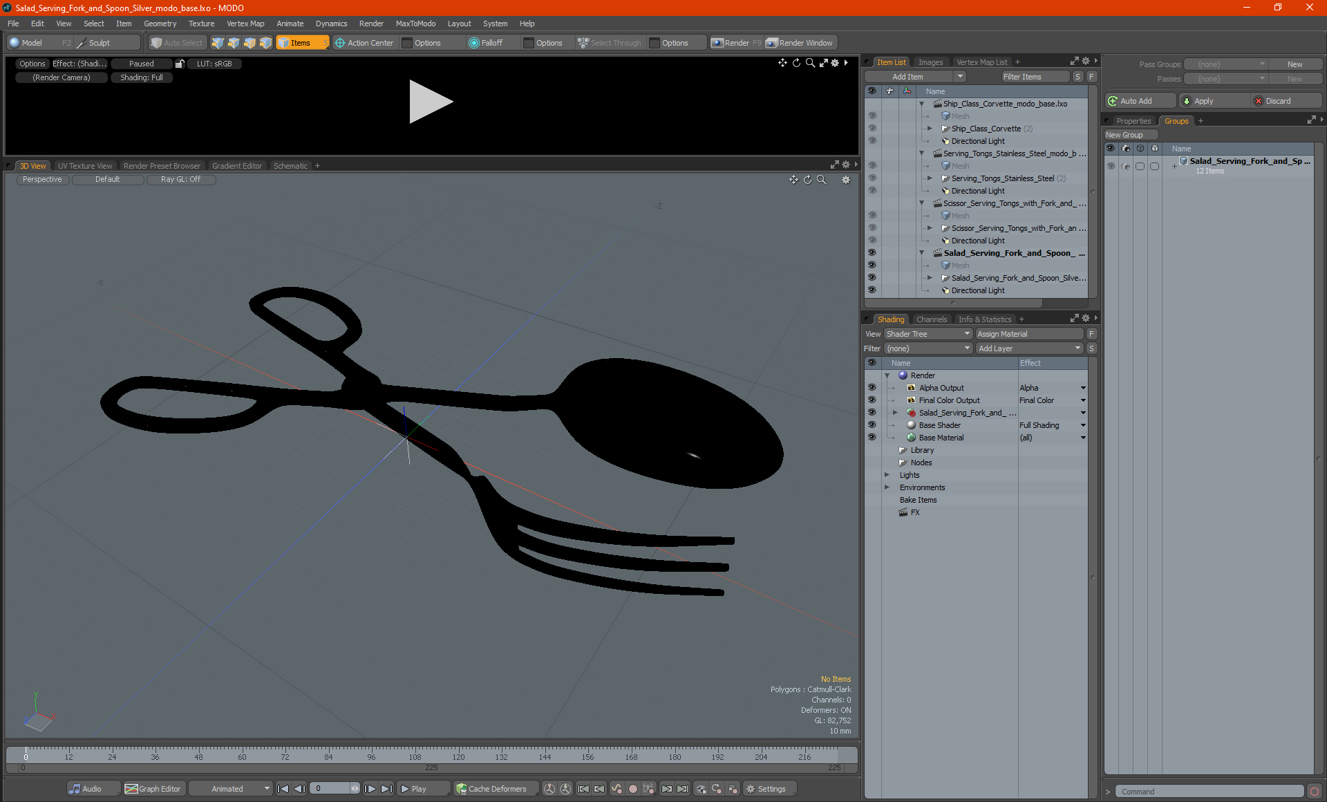 3D model Salad Serving Fork and Spoon Silver