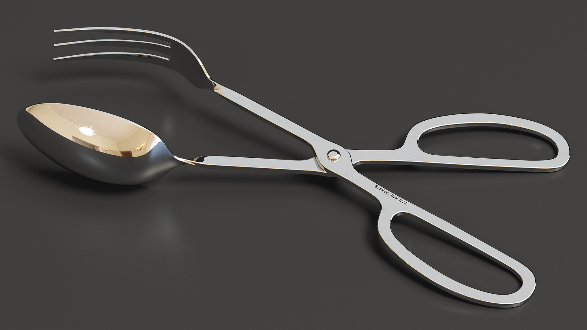 3D model Salad Serving Fork and Spoon Silver