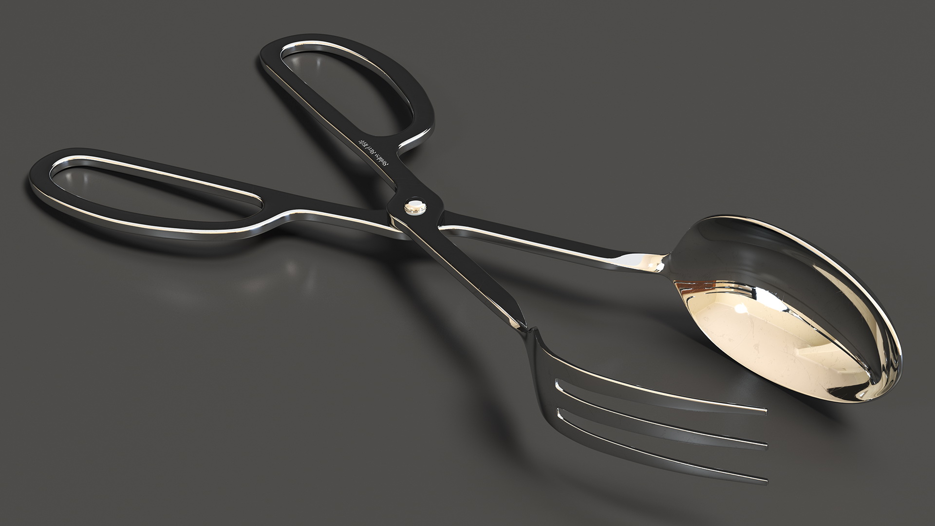3D model Salad Serving Fork and Spoon Silver