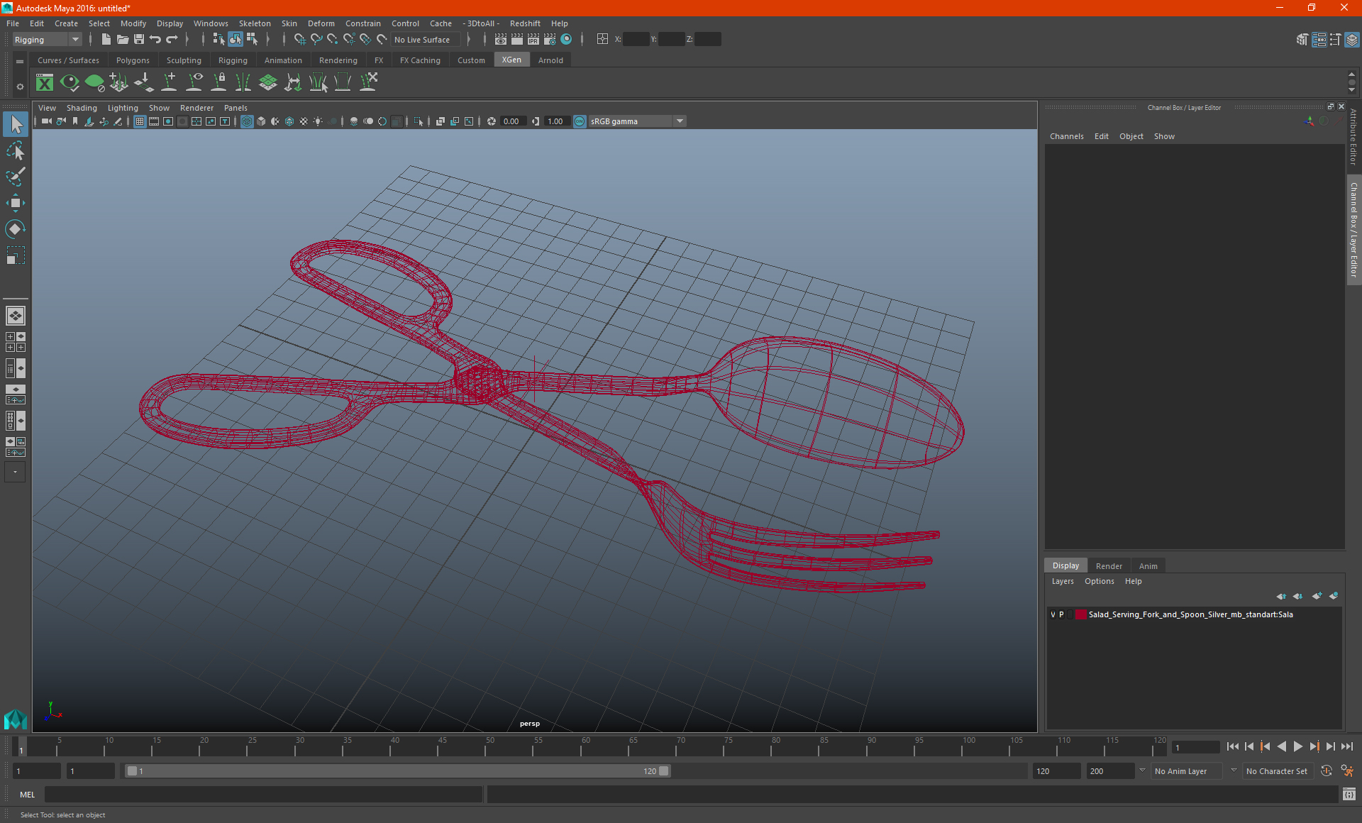 3D model Salad Serving Fork and Spoon Silver