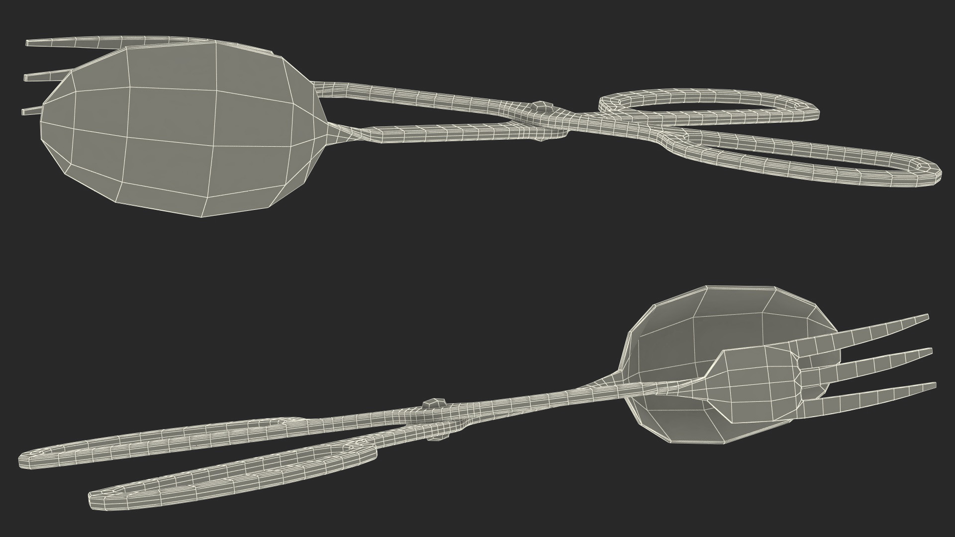 3D model Salad Serving Fork and Spoon Silver