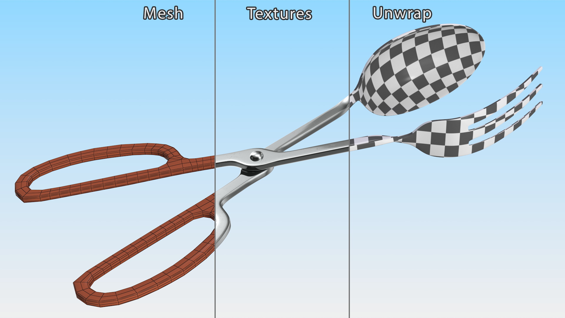3D model Salad Serving Fork and Spoon Silver