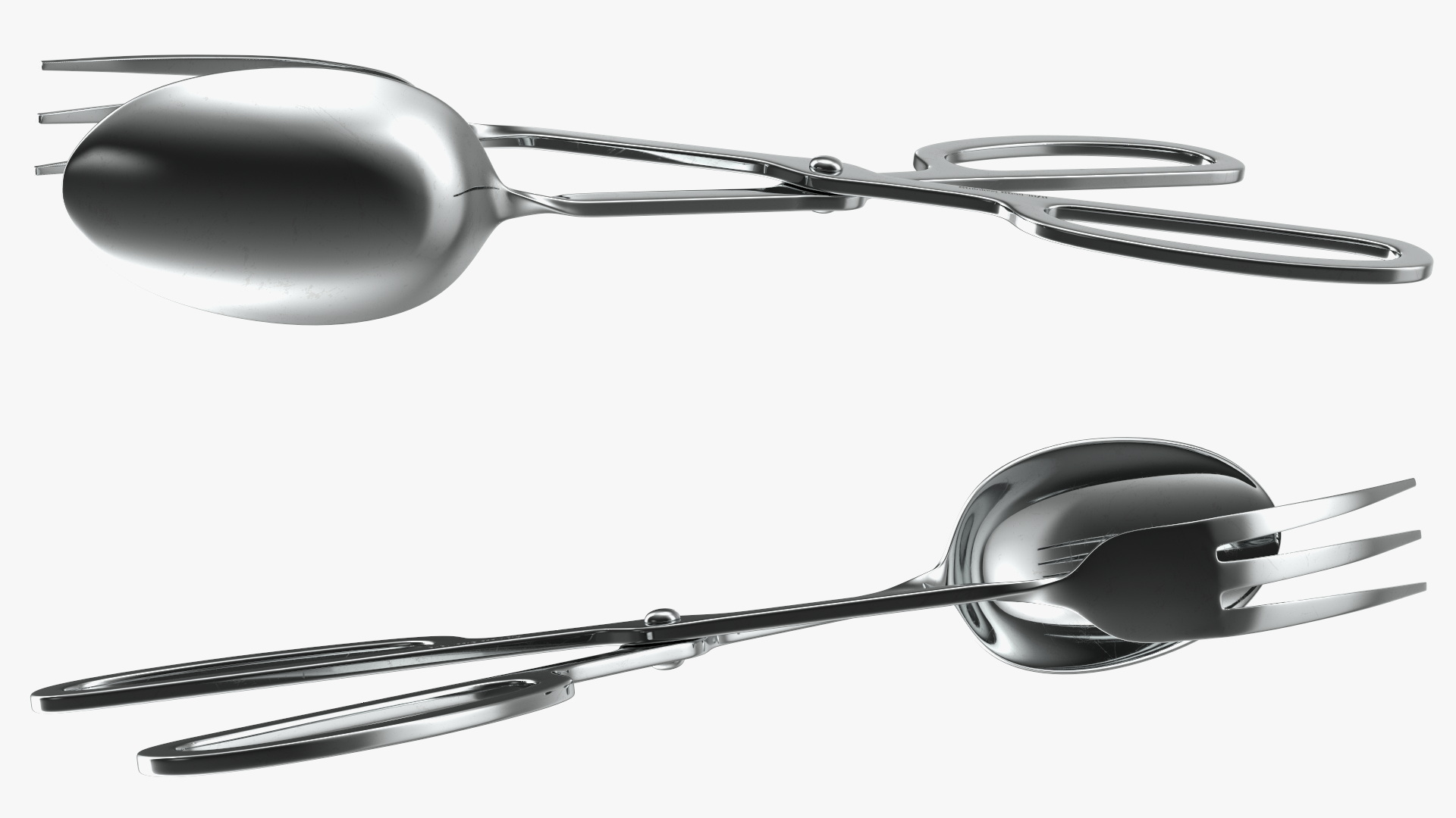 3D model Salad Serving Fork and Spoon Silver