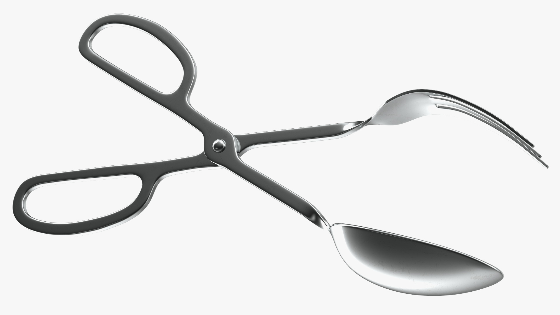 3D model Salad Serving Fork and Spoon Silver