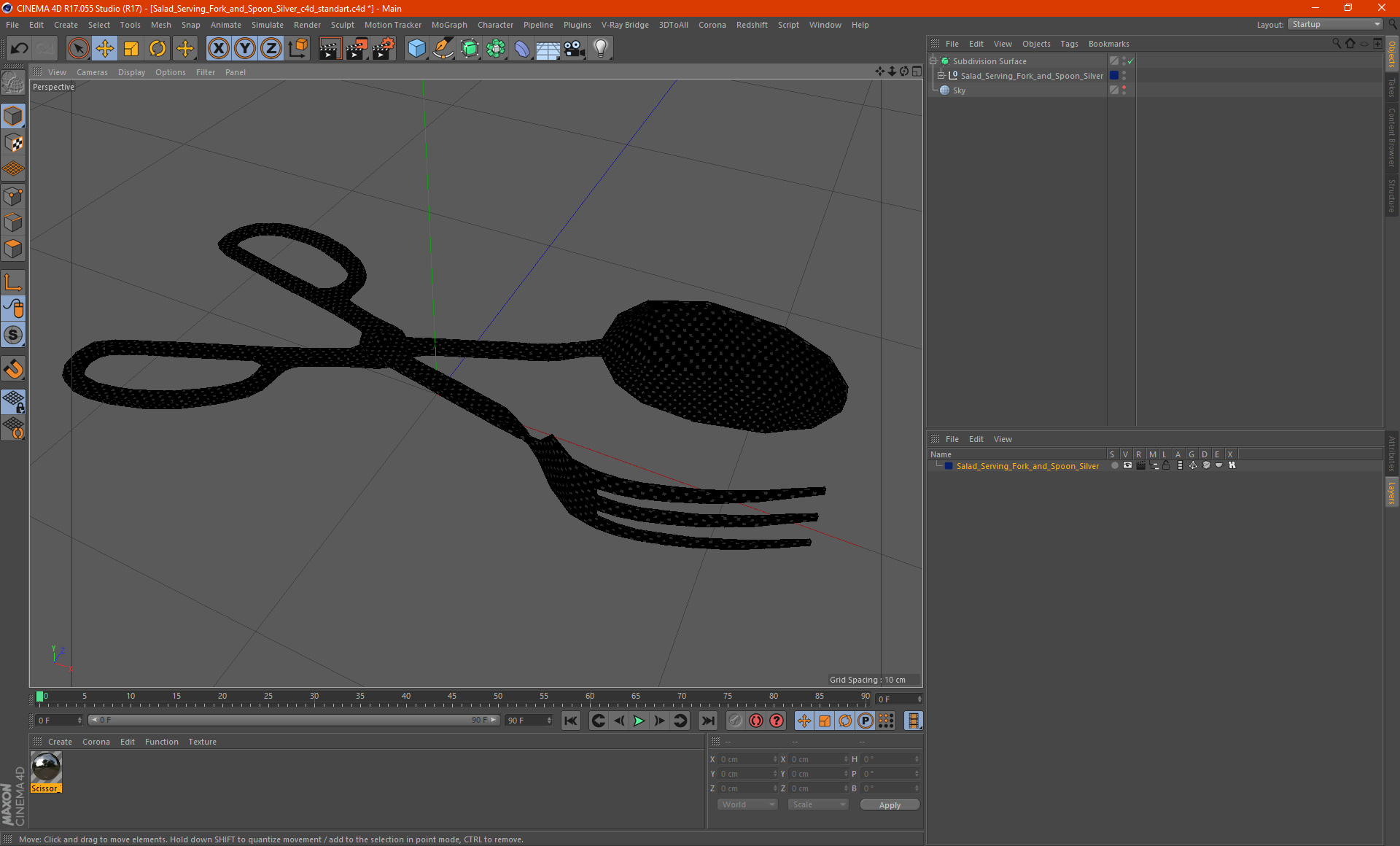 3D model Salad Serving Fork and Spoon Silver