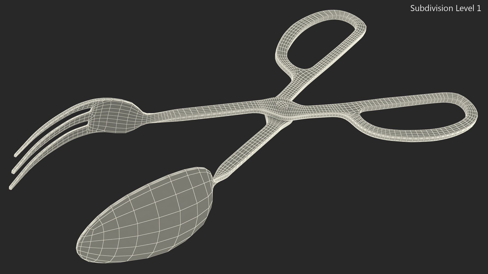 3D model Salad Serving Fork and Spoon Silver