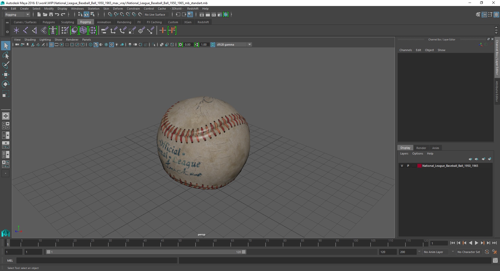 National League Baseball Ball 1950-1965 3D model