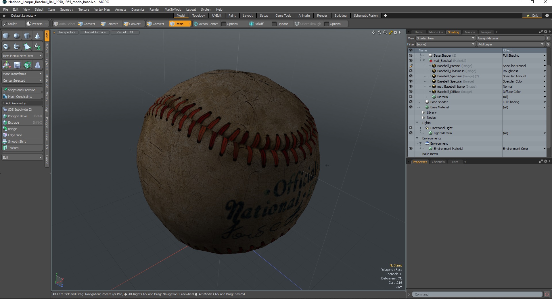 National League Baseball Ball 1950-1965 3D model
