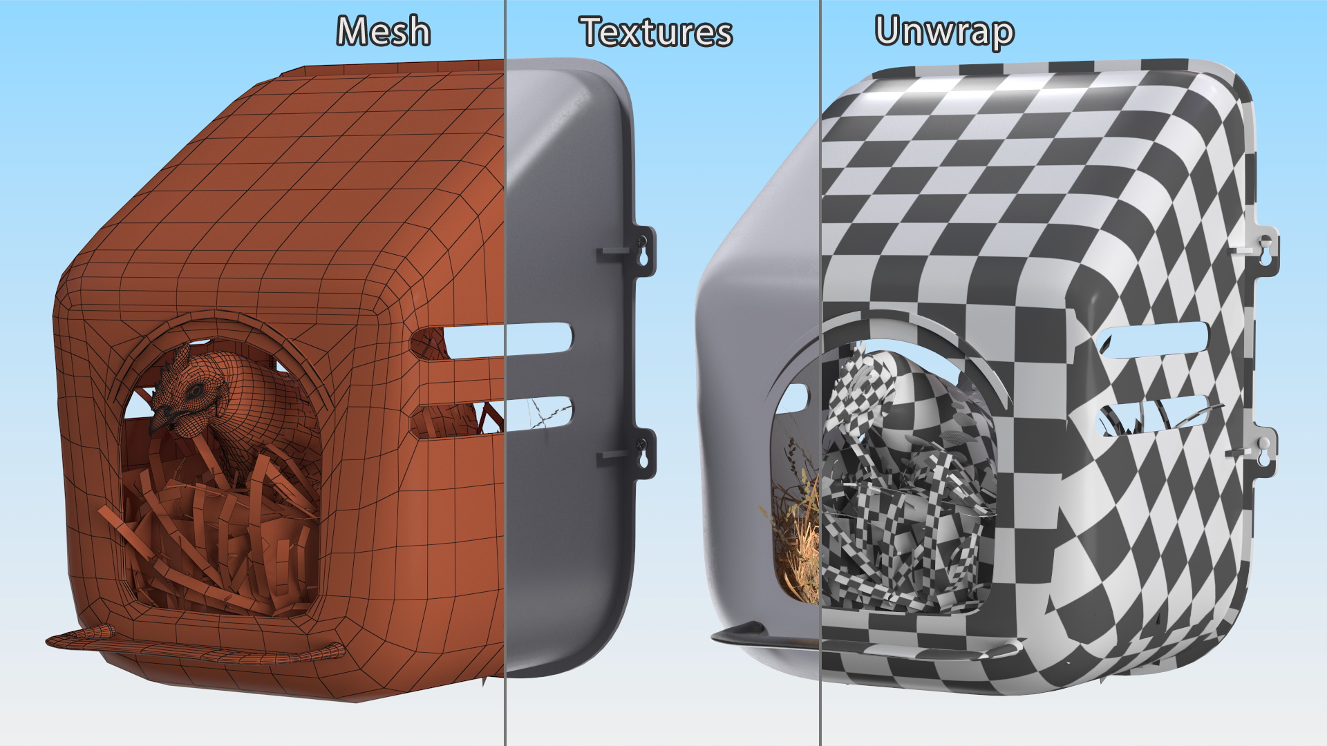 3D Chicken in Wall Mount Nesting Nest Box model