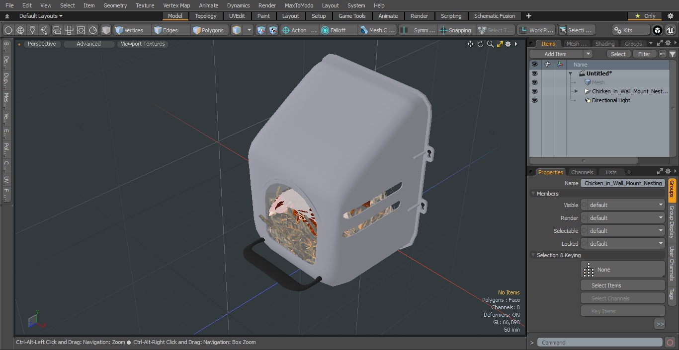 3D Chicken in Wall Mount Nesting Nest Box model