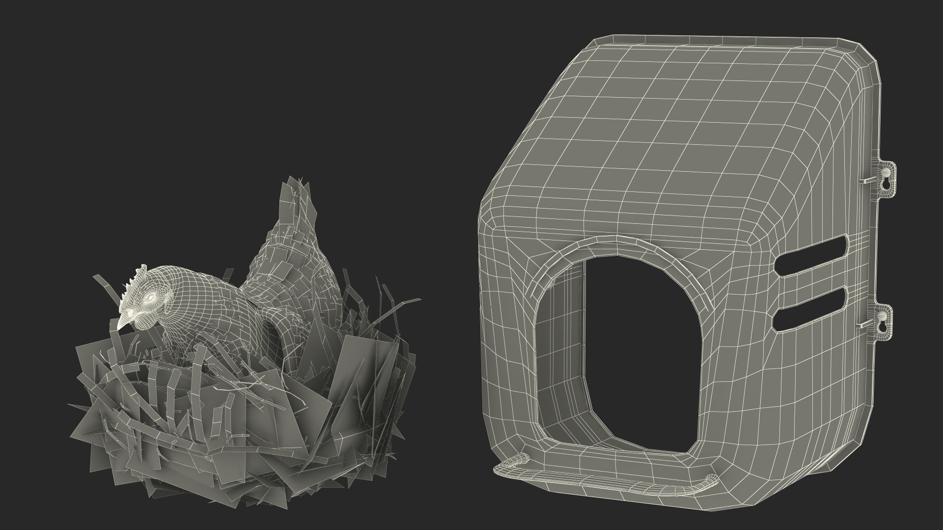 3D Chicken in Wall Mount Nesting Nest Box model