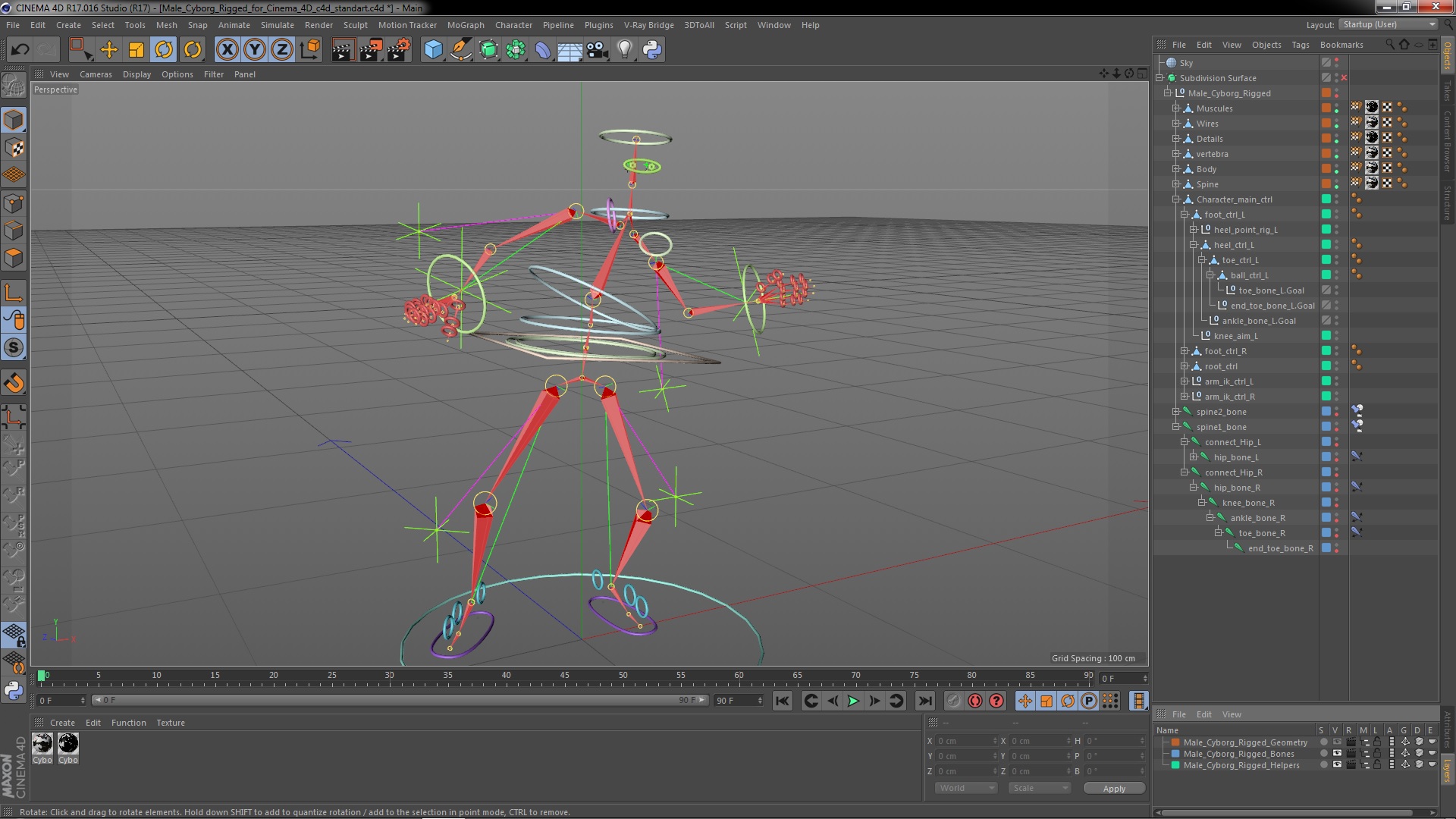 Male Cyborg Rigged for Cinema 4D 3D