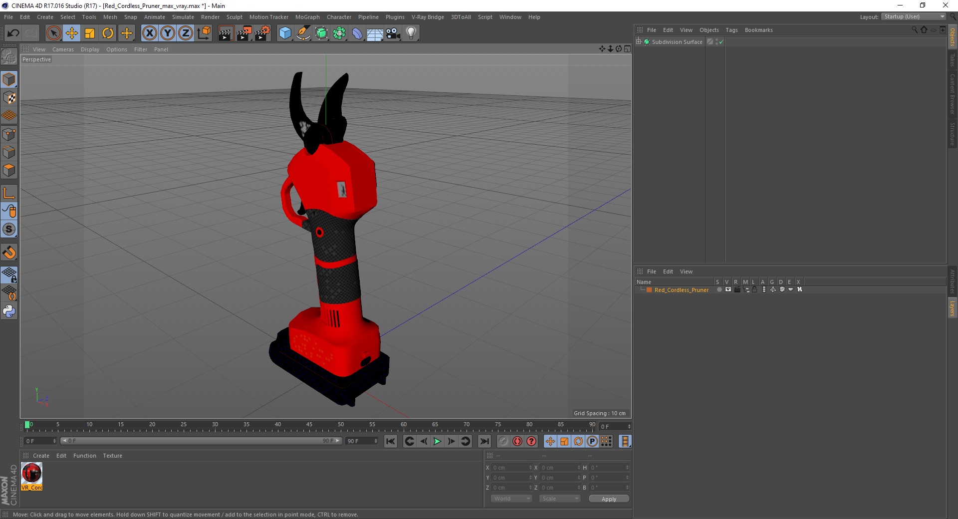 Red Cordless Pruner 3D model