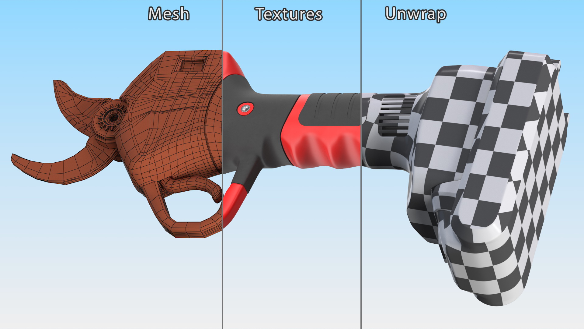Red Cordless Pruner 3D model