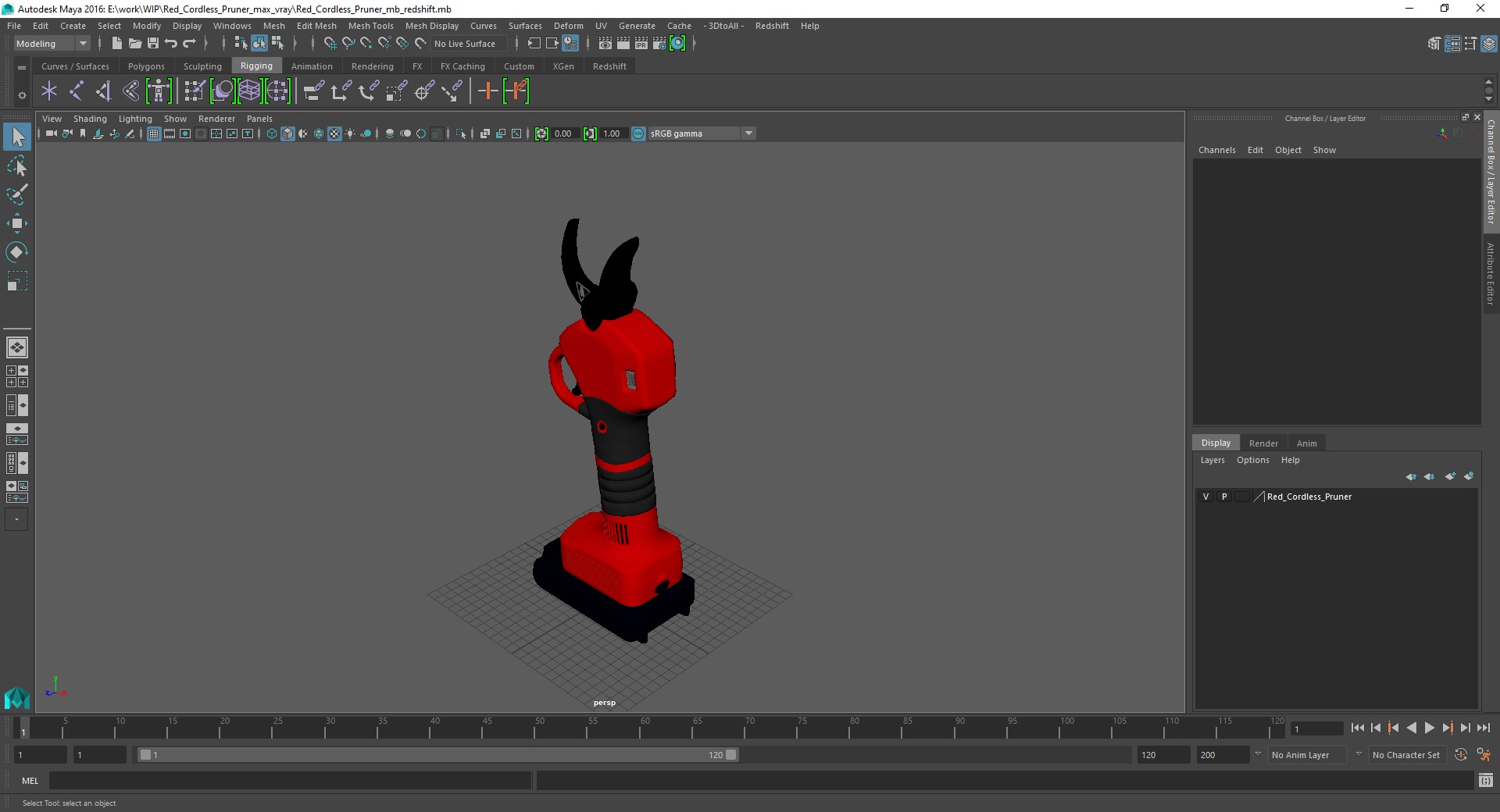 Red Cordless Pruner 3D model