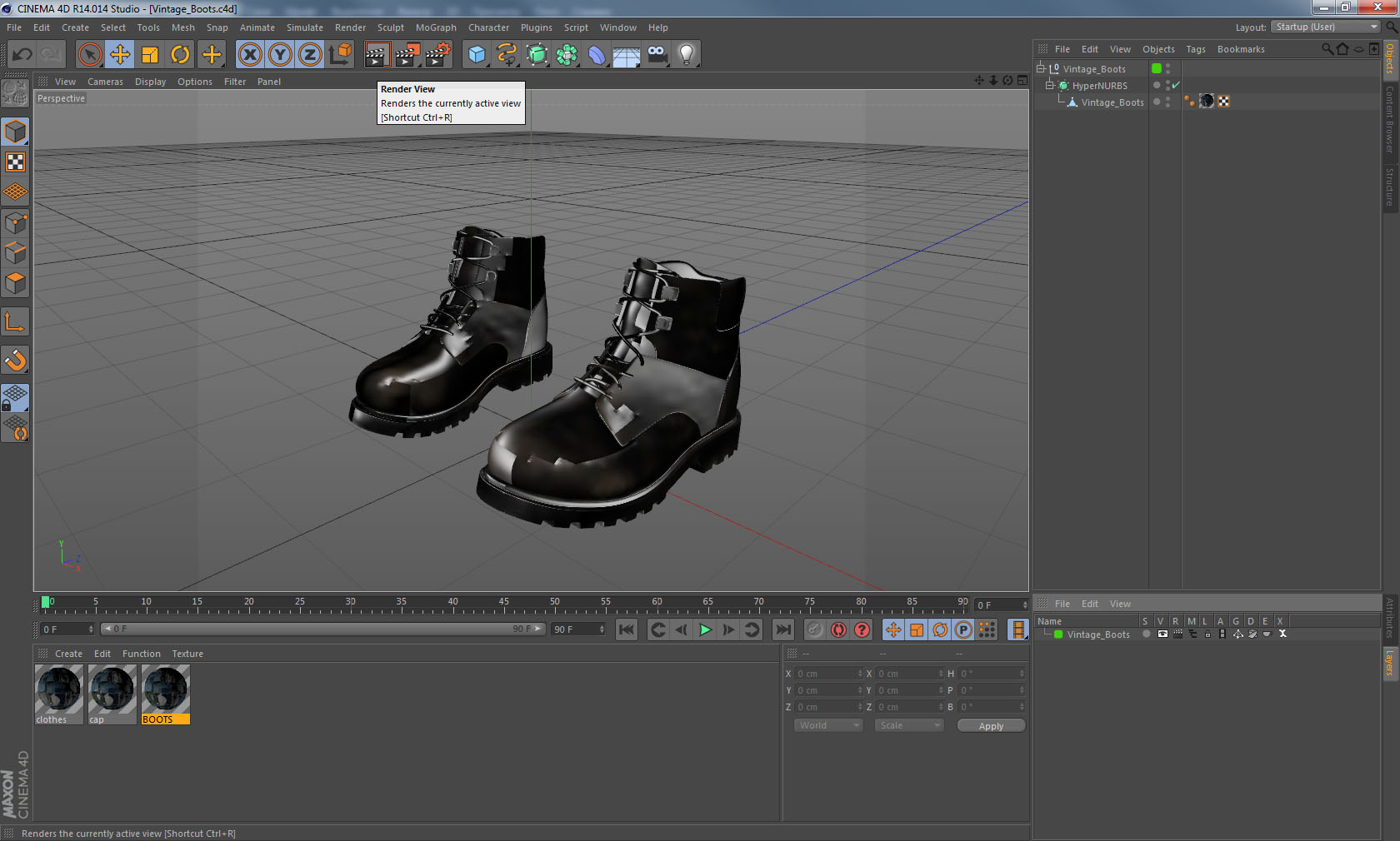 3D Vintage Boots model