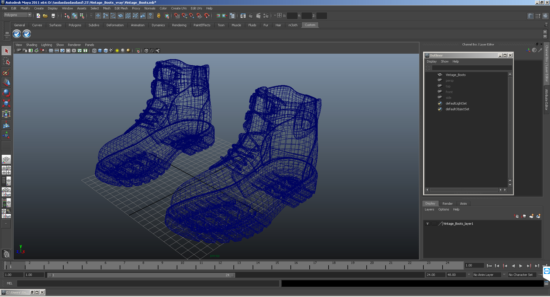 3D Vintage Boots model