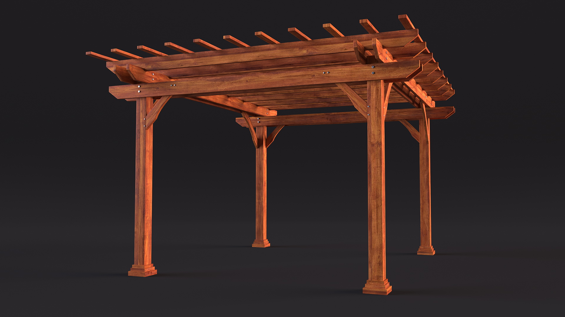 Natural Wooden Pergola 3D