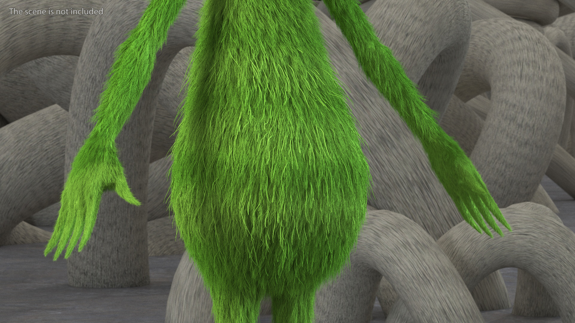 3D The Grinch Character T-Pose Fur