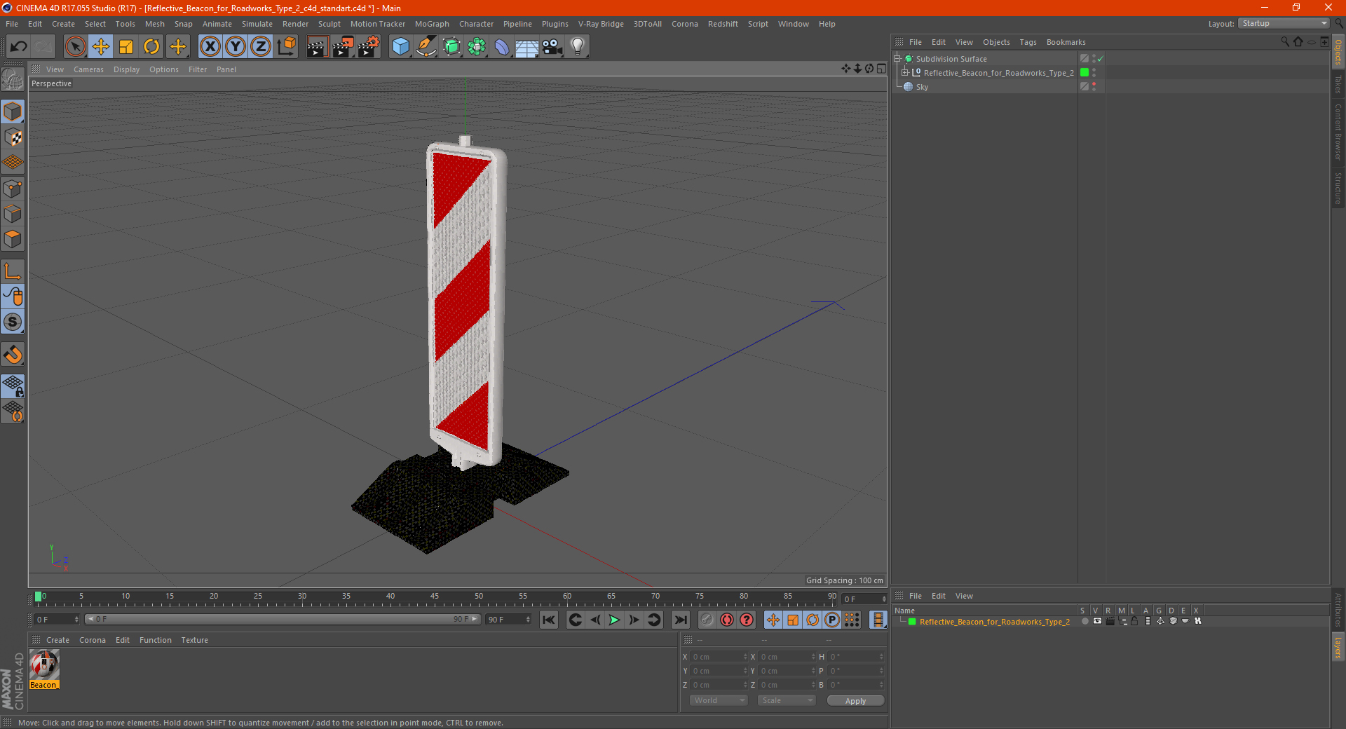 3D Reflective Beacon for Roadworks Type 2 model