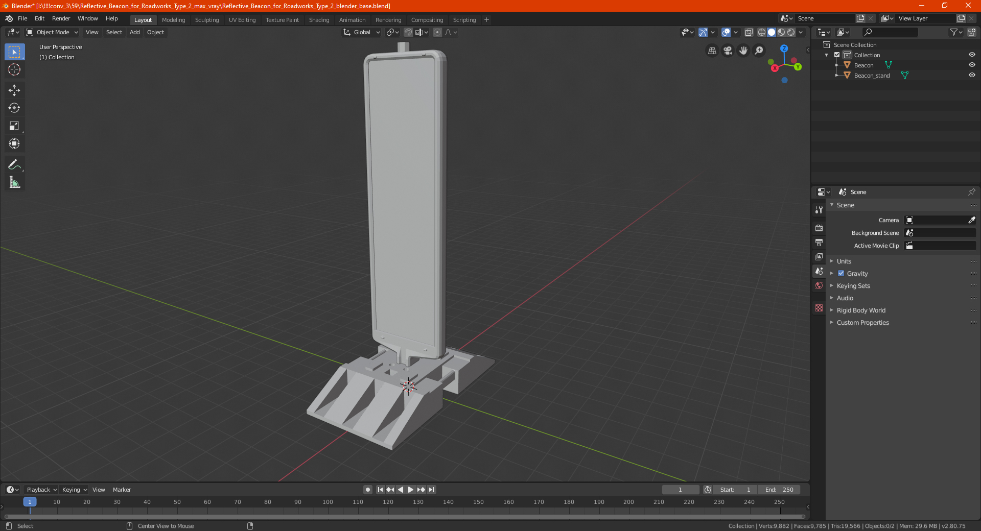 3D Reflective Beacon for Roadworks Type 2 model