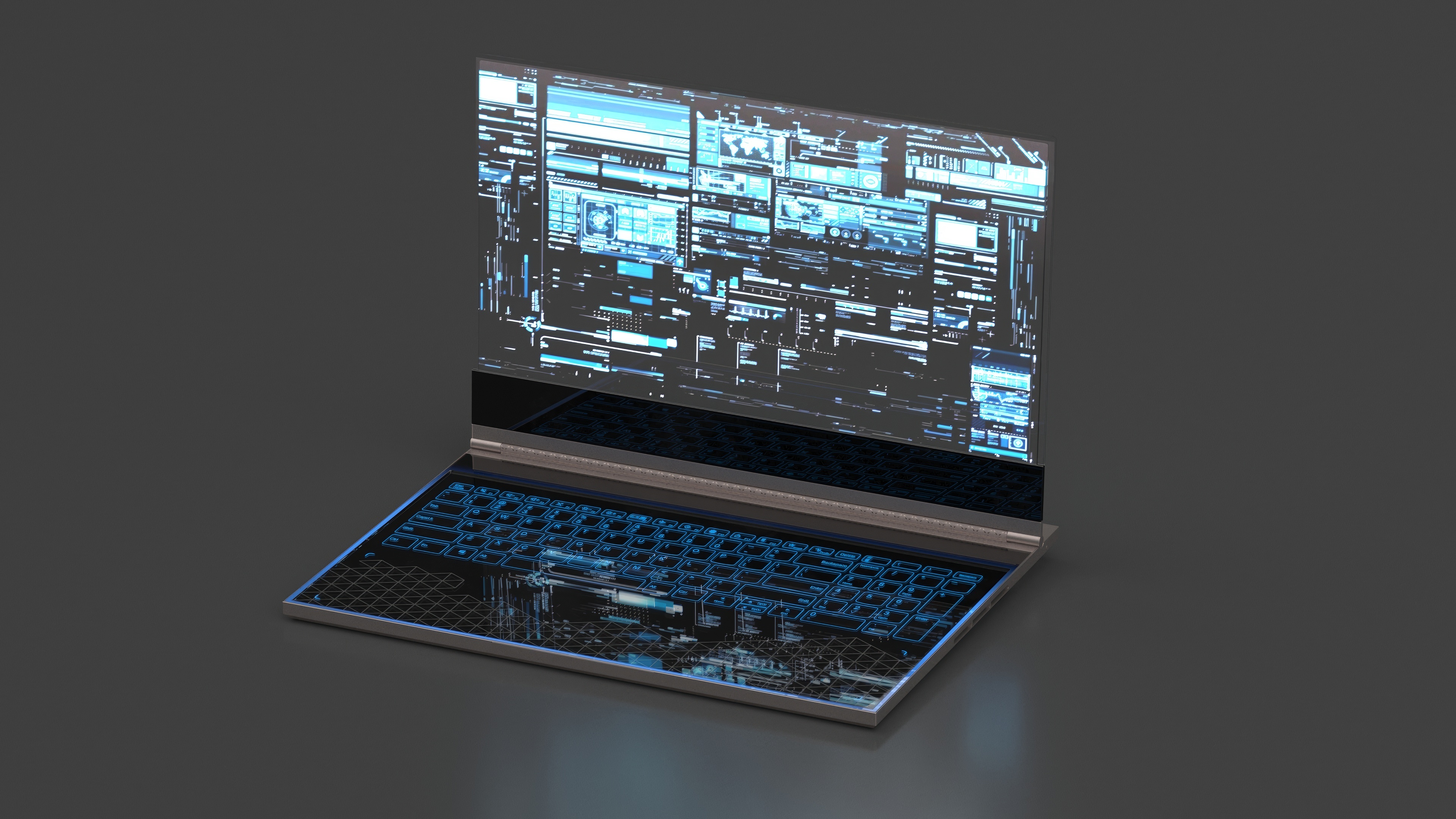 Futuristic Holographic Laptop 3D model