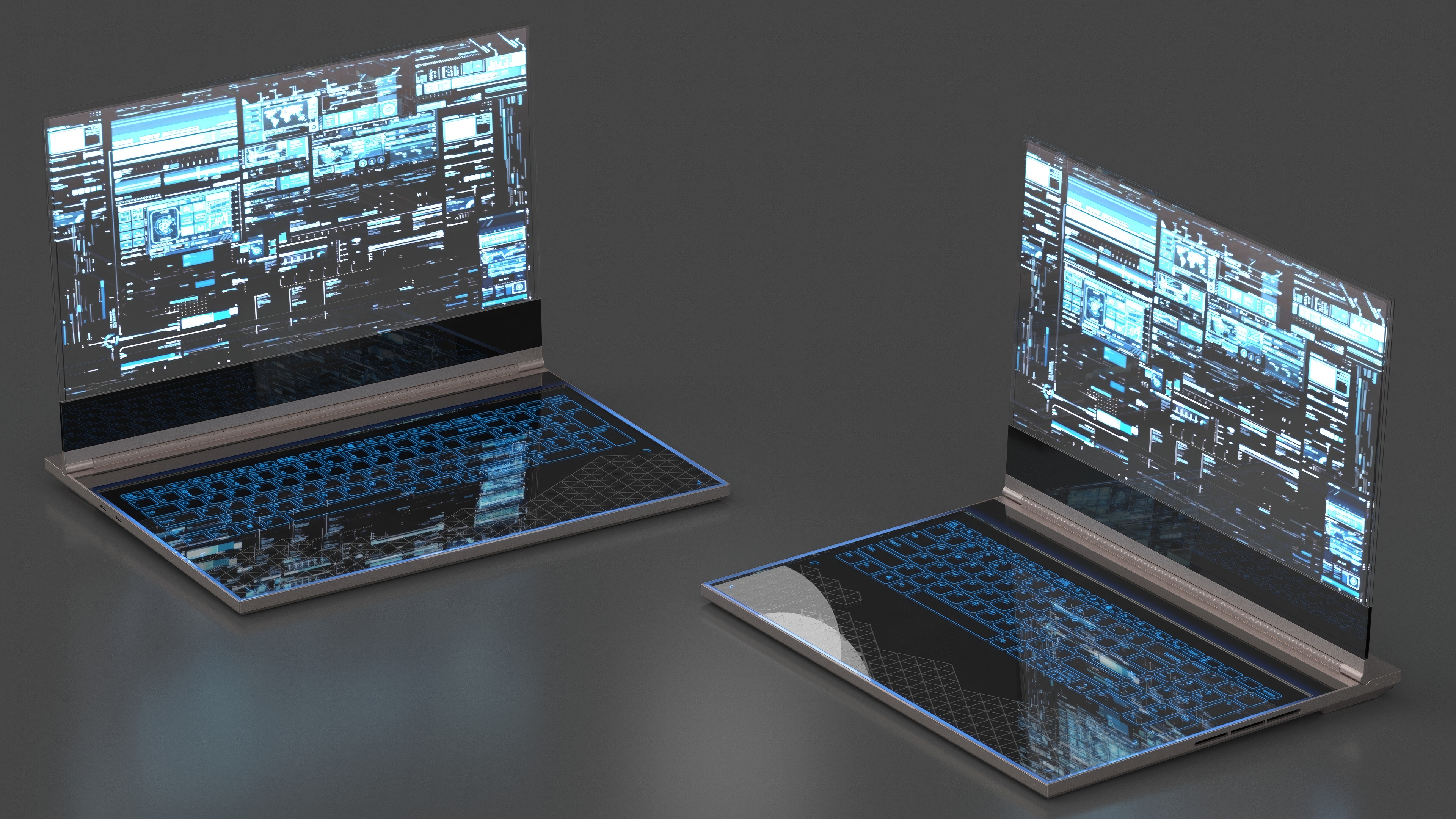 Futuristic Holographic Laptop 3D model