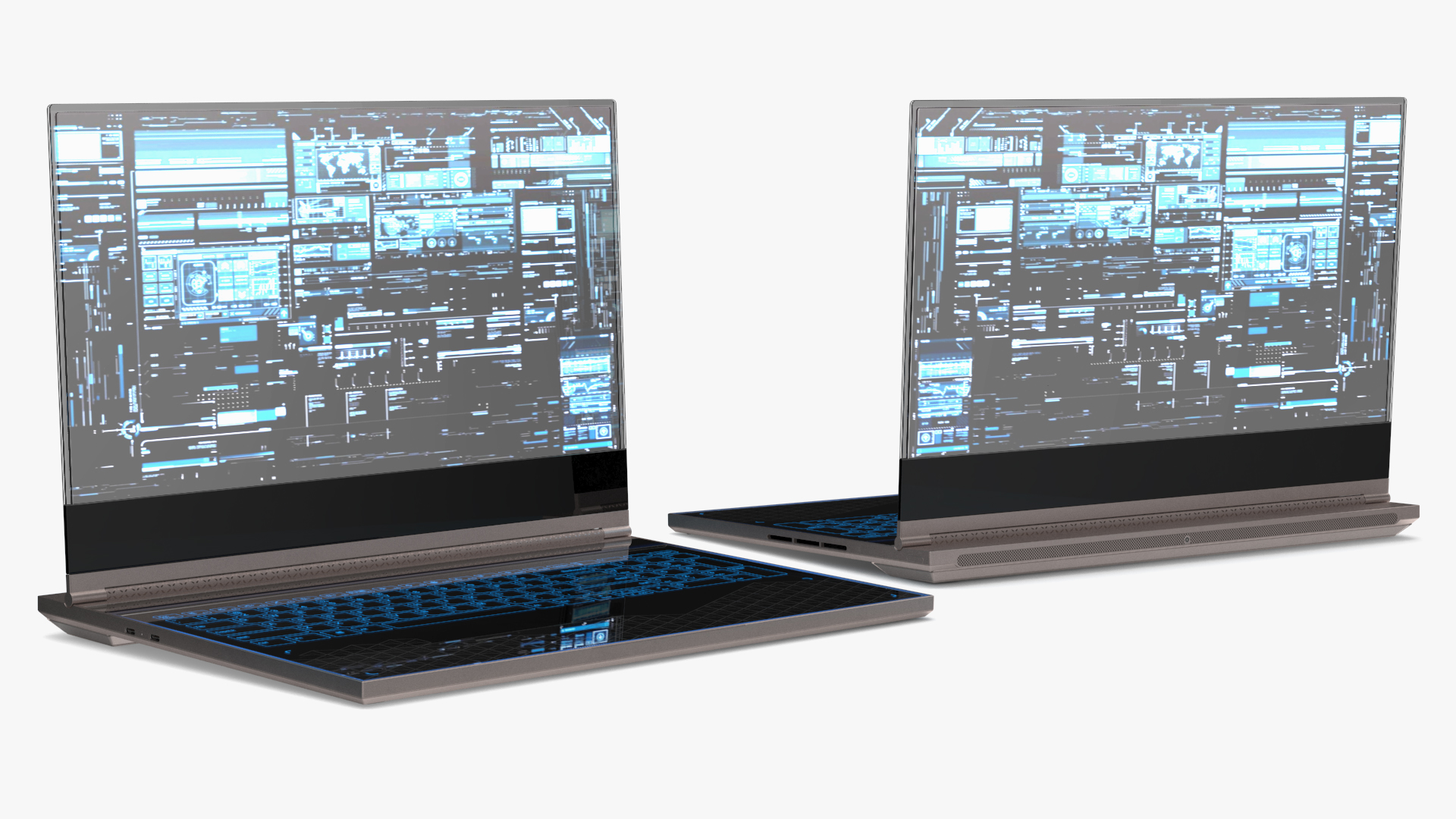 Futuristic Holographic Laptop 3D model