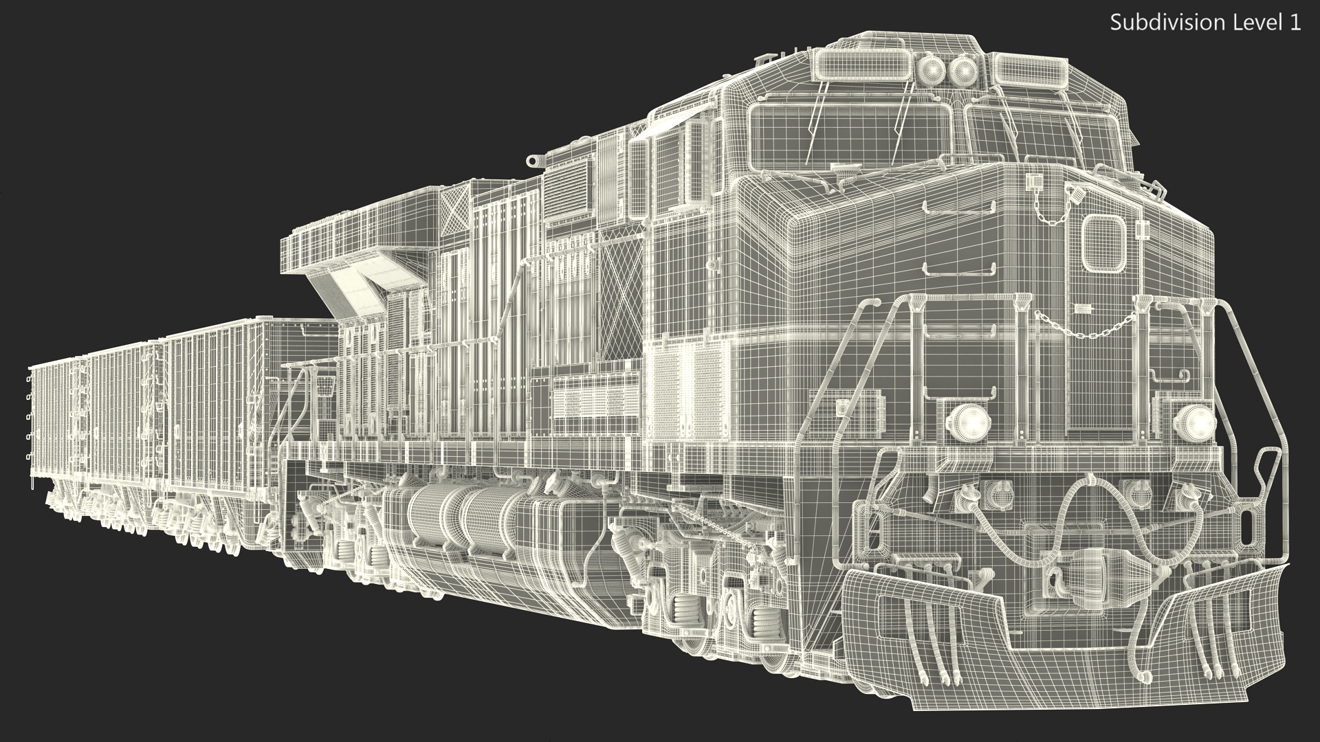 3D Norfolk Southern ES44AC Locomotive with Coal Hopper Cars