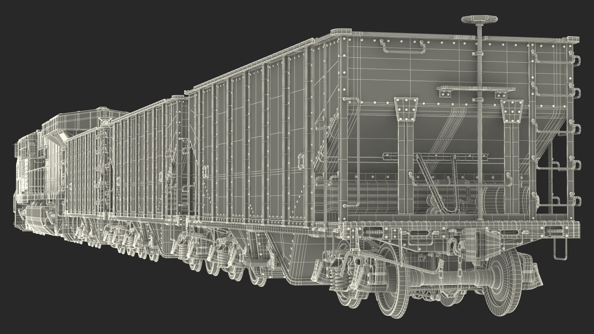 3D Norfolk Southern ES44AC Locomotive with Coal Hopper Cars