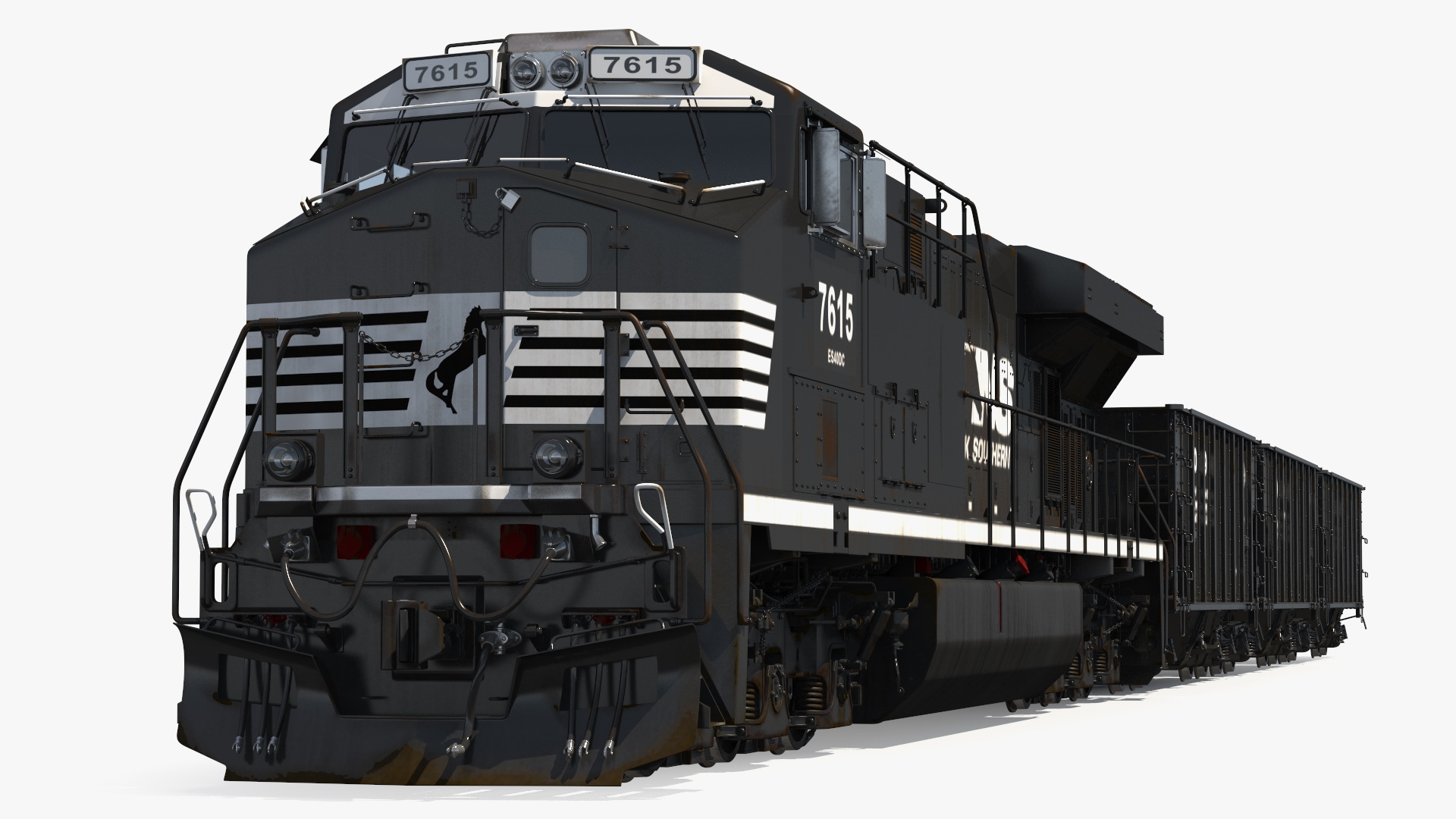 3D Norfolk Southern ES44AC Locomotive with Coal Hopper Cars