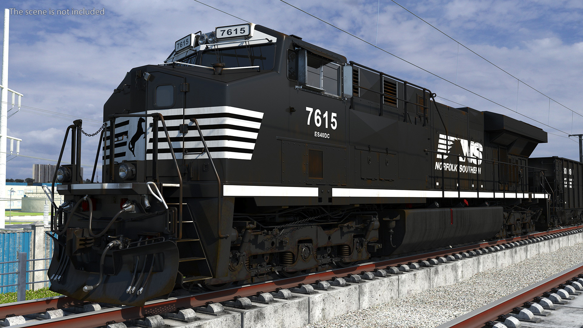 3D Norfolk Southern ES44AC Locomotive with Coal Hopper Cars