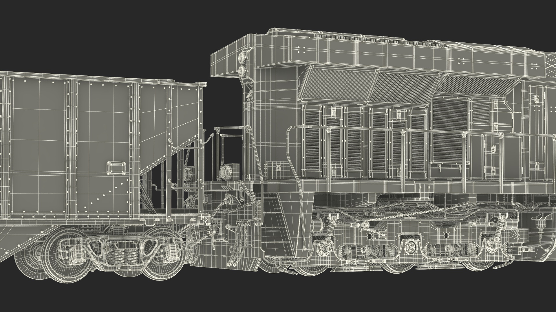 3D Norfolk Southern ES44AC Locomotive with Coal Hopper Cars