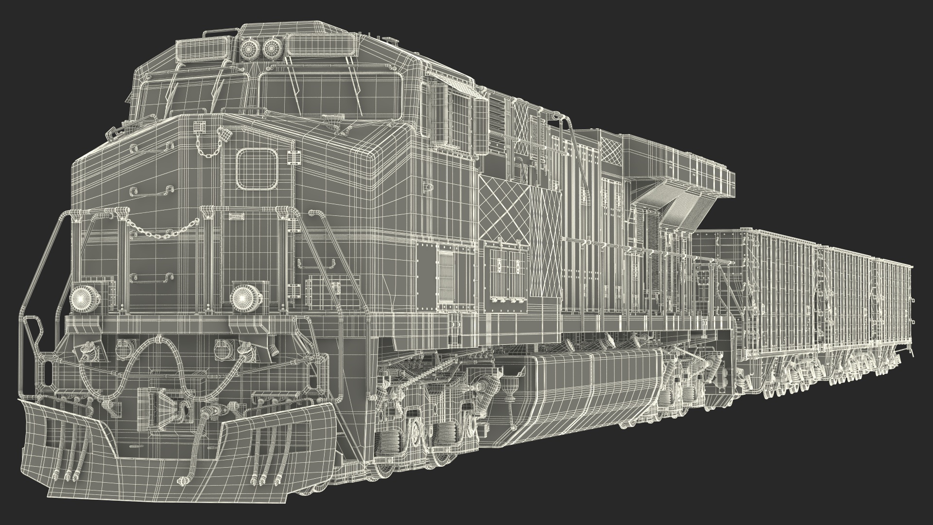 3D Norfolk Southern ES44AC Locomotive with Coal Hopper Cars
