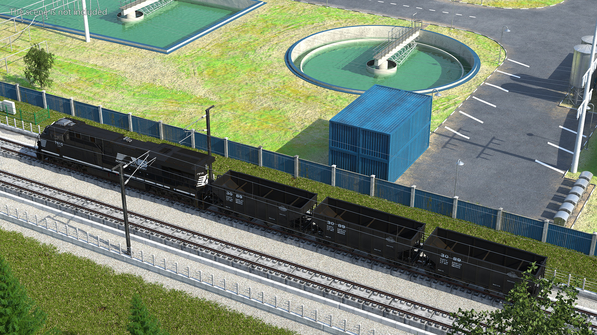 3D Norfolk Southern ES44AC Locomotive with Coal Hopper Cars