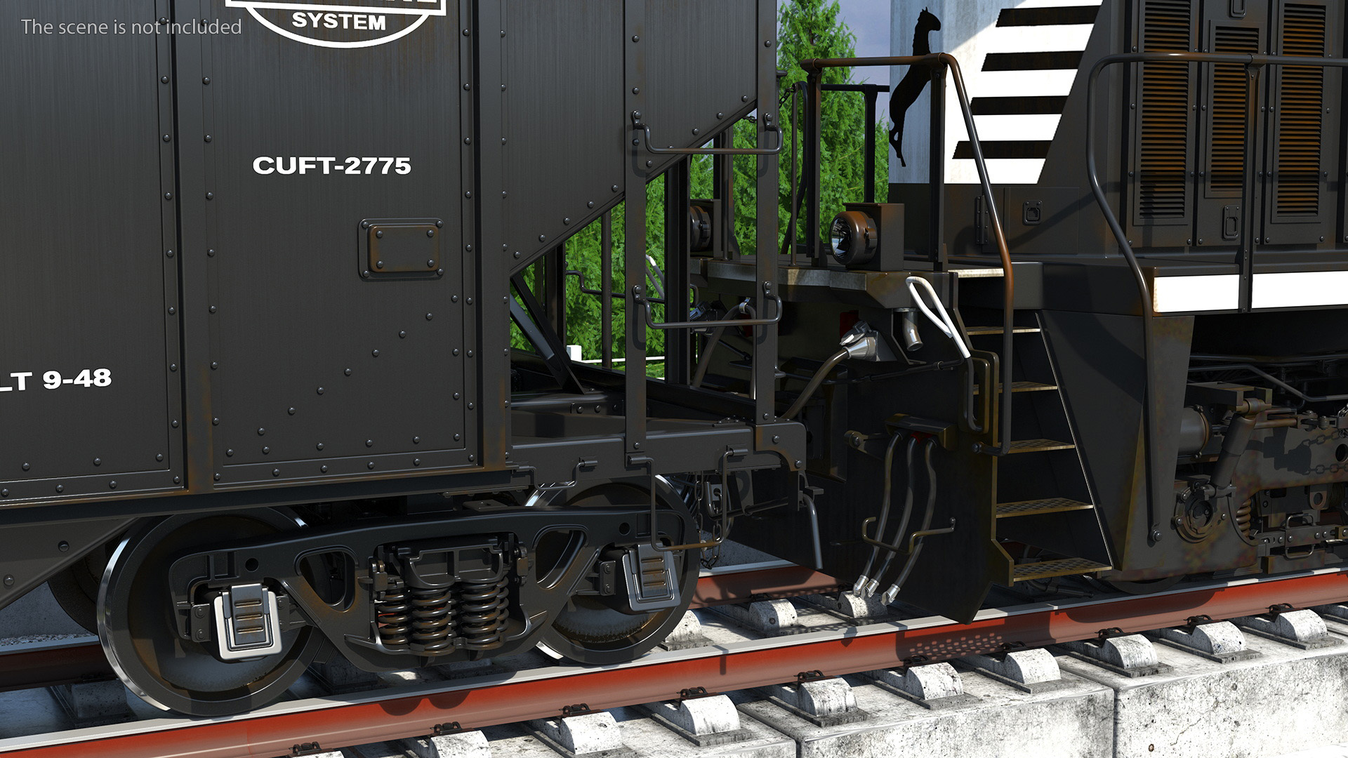 3D Norfolk Southern ES44AC Locomotive with Coal Hopper Cars