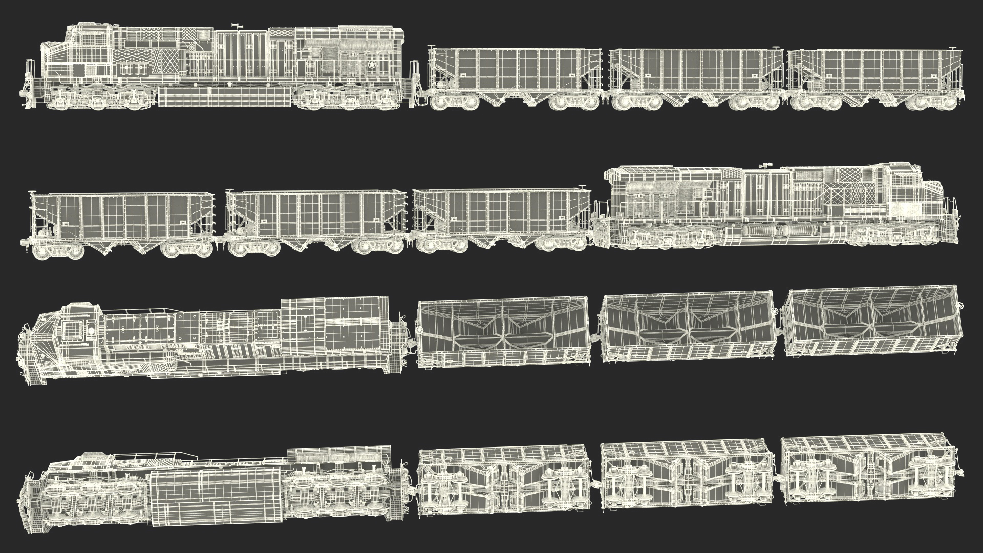 3D Norfolk Southern ES44AC Locomotive with Coal Hopper Cars