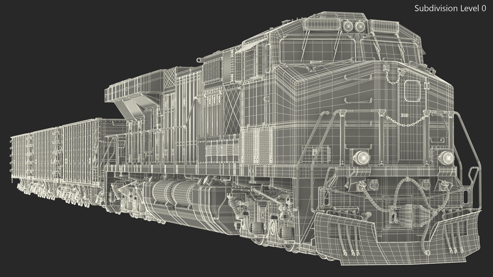 3D Norfolk Southern ES44AC Locomotive with Coal Hopper Cars