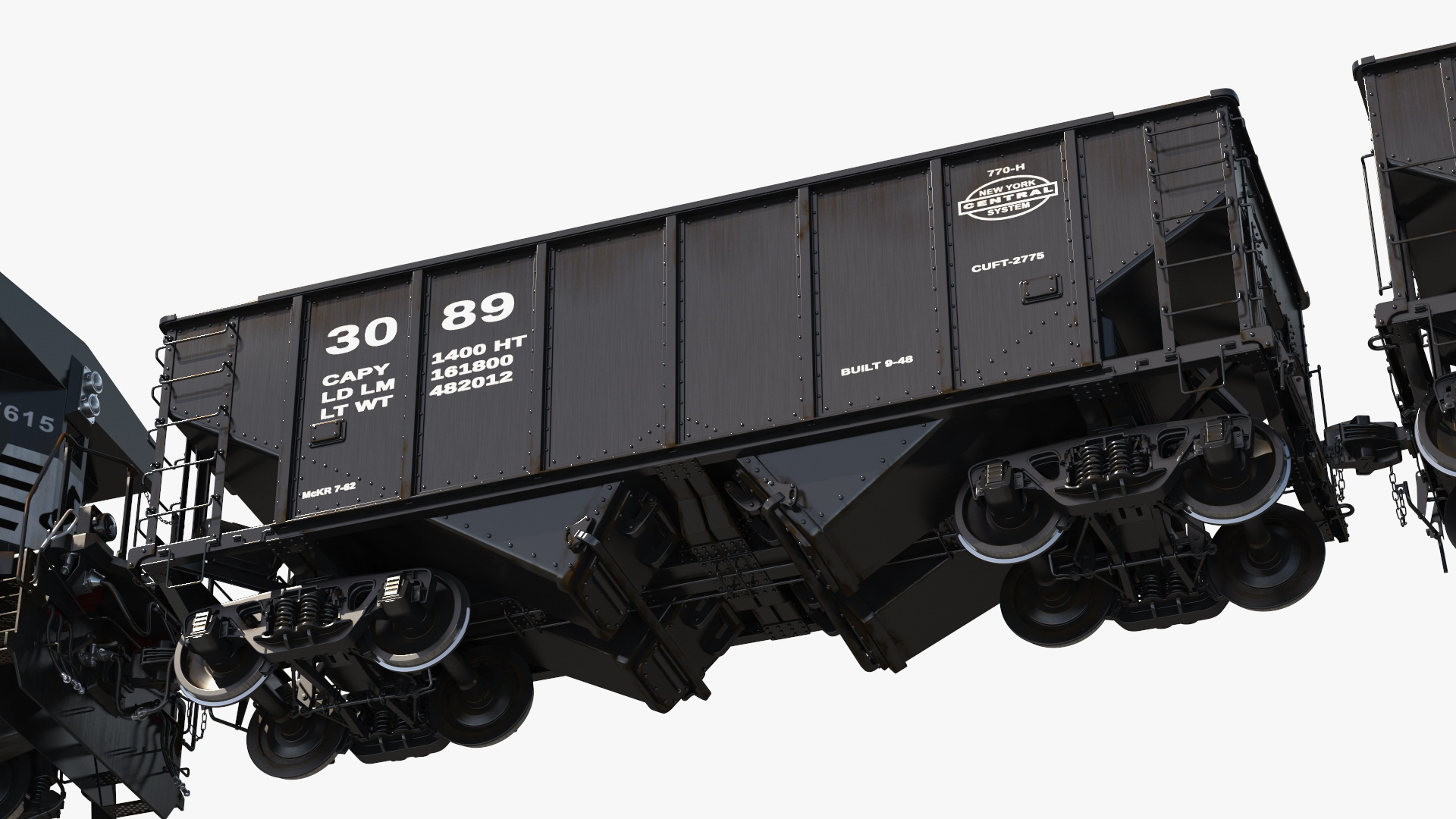 3D Norfolk Southern ES44AC Locomotive with Coal Hopper Cars