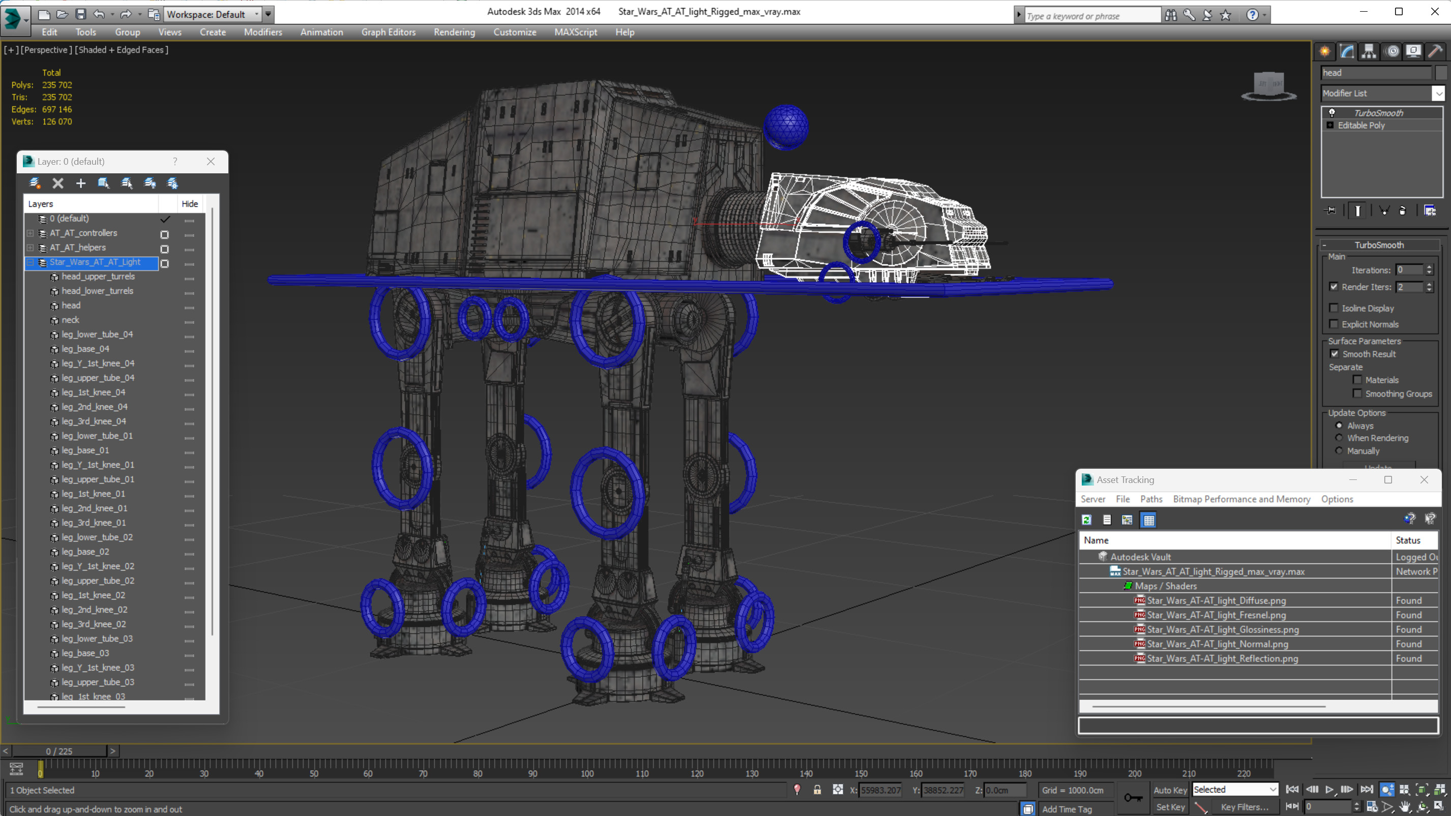 Star Wars AT AT Light Rigged for Maya 3D