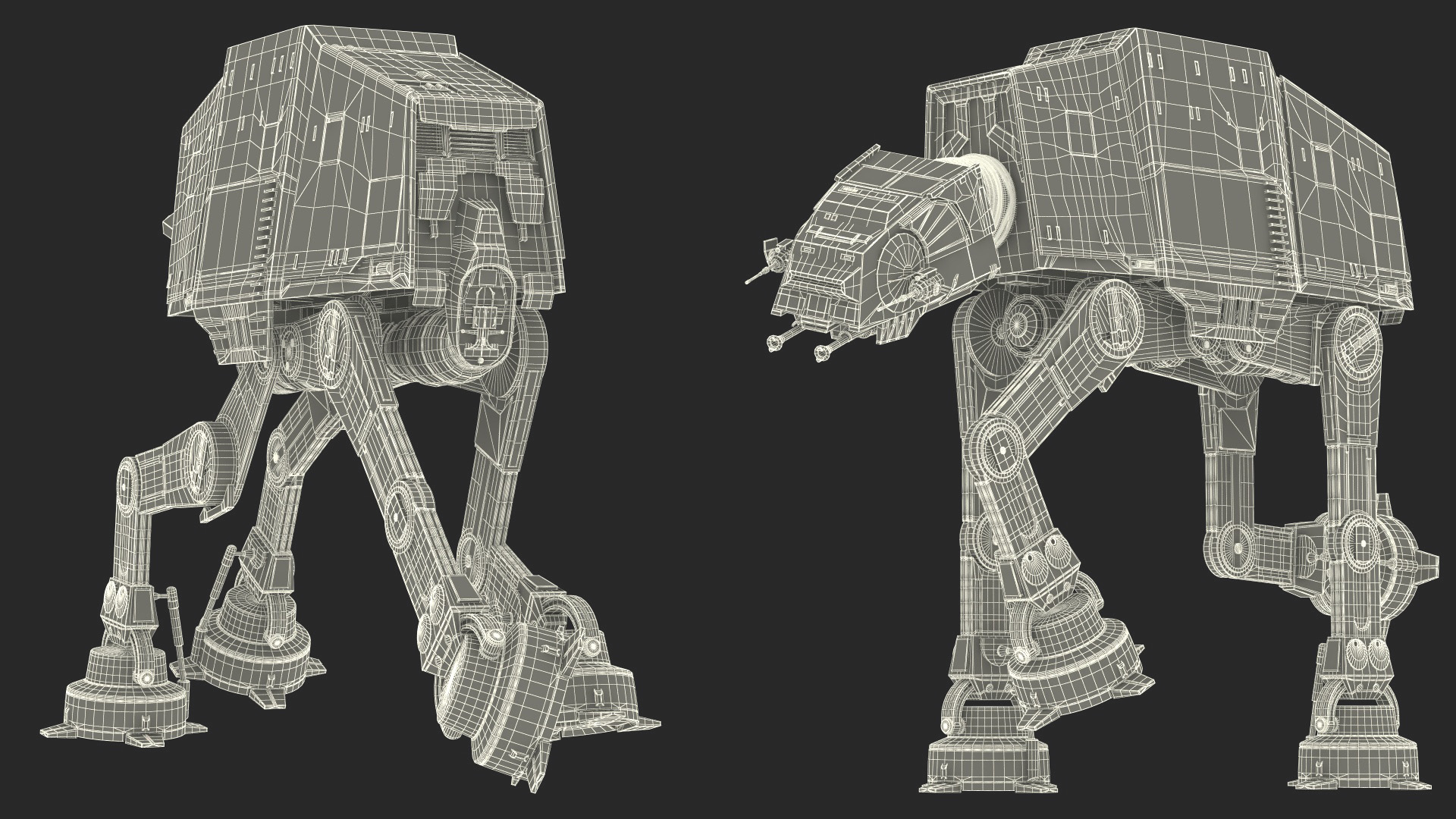 Star Wars AT AT Light Rigged for Maya 3D