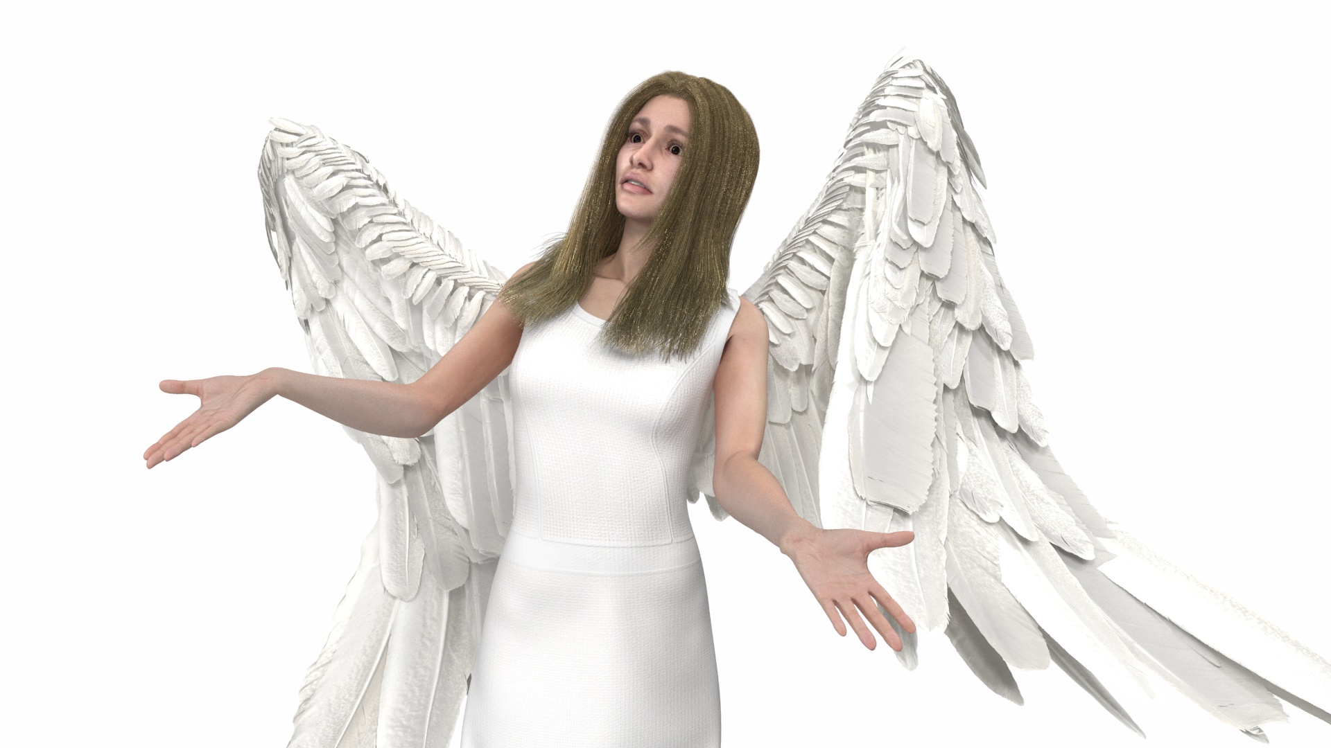 3D model Brown Eyed Blonde Angel Girl Rigged