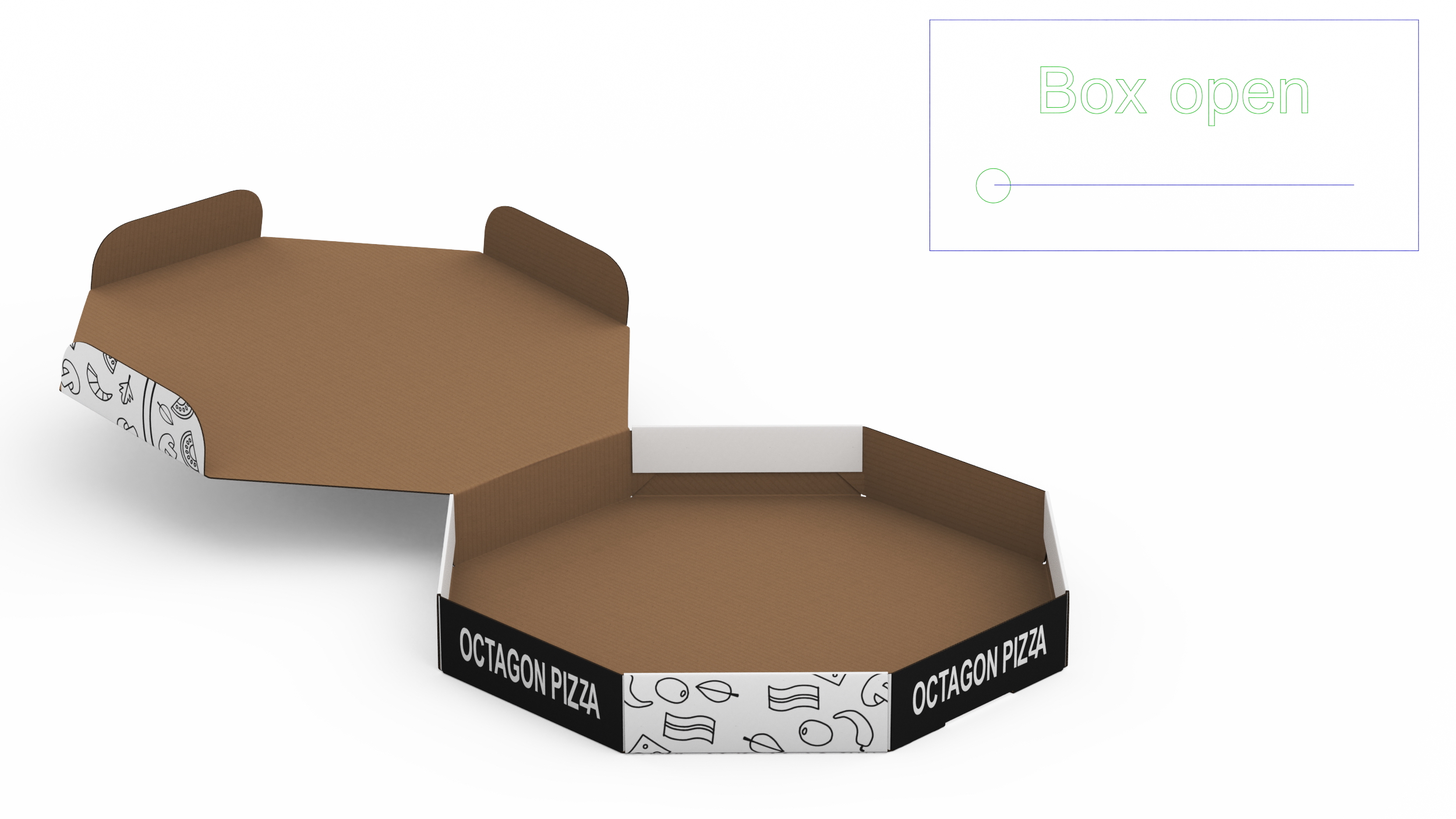 Octagonal Pizza Box White Rigged 3D