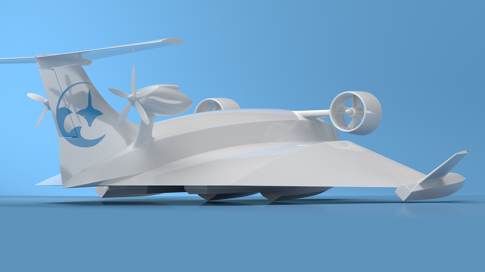 3D Flying Ship Concept White Color
