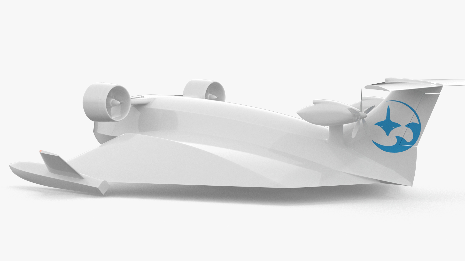 3D Flying Ship Concept White Color