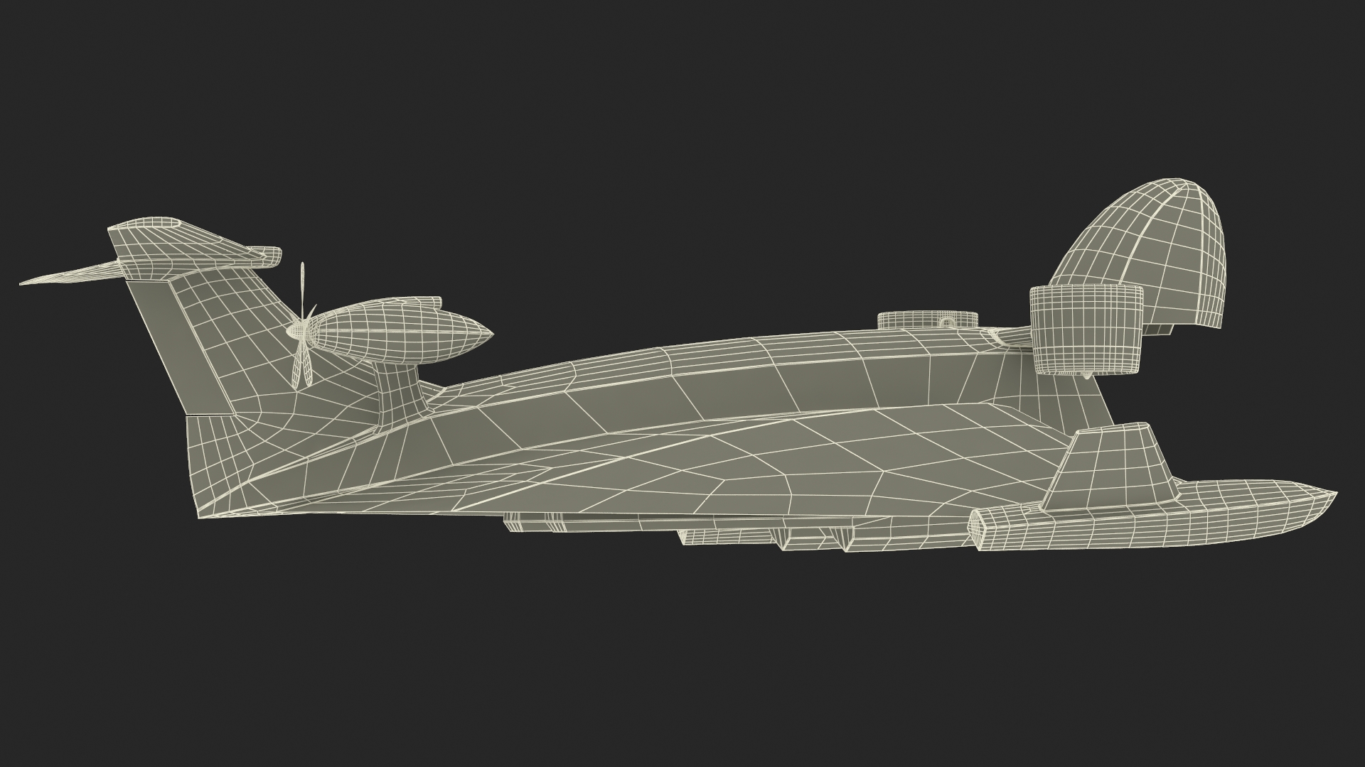 3D Flying Ship Concept White Color