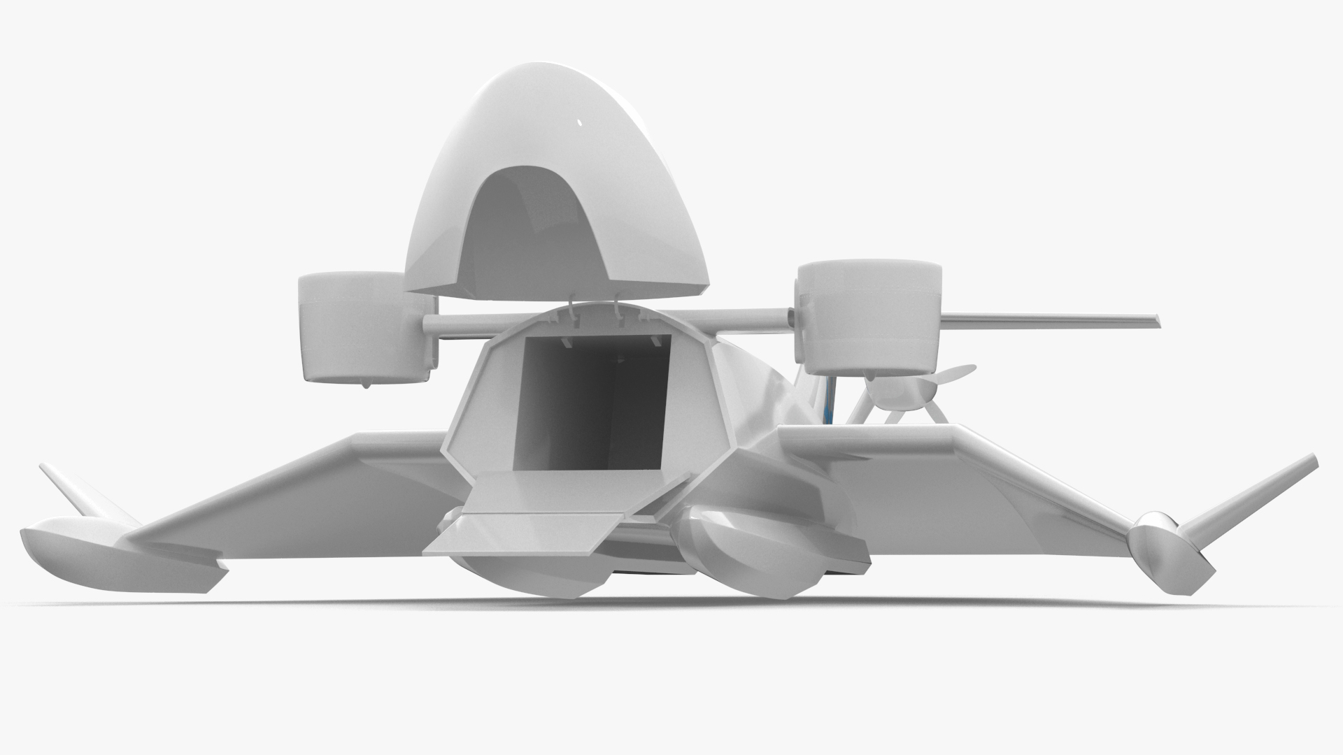 3D Flying Ship Concept White Color