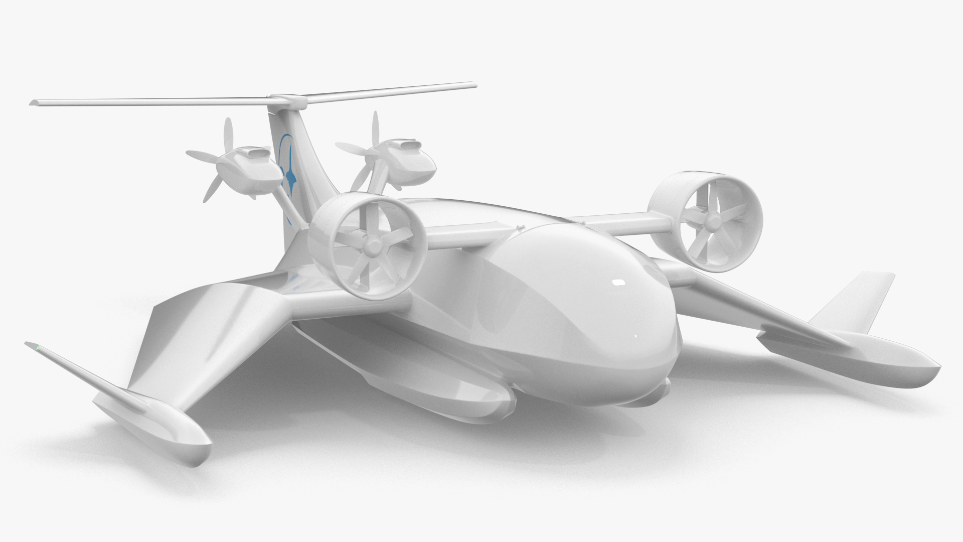 3D Flying Ship Concept White Color